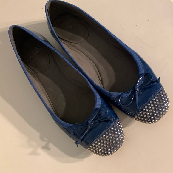 Stuart Weitzman Shoes - Stuart Weitzman patent leather blue flats w/studs. Preowned-see pics.  Size 9.5